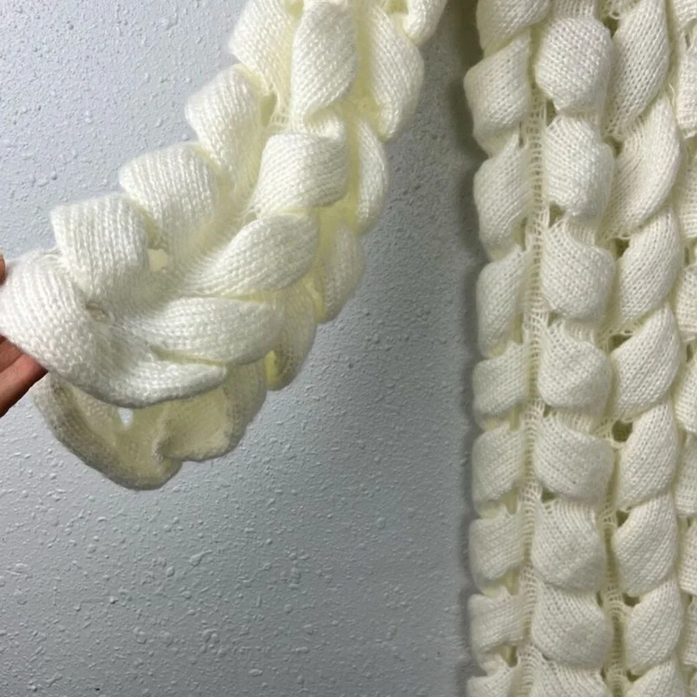 Simply Couture White Lose Chunky Knit Wool Blend Open Cardigan Women’s size3XL - Picture 4 of 5